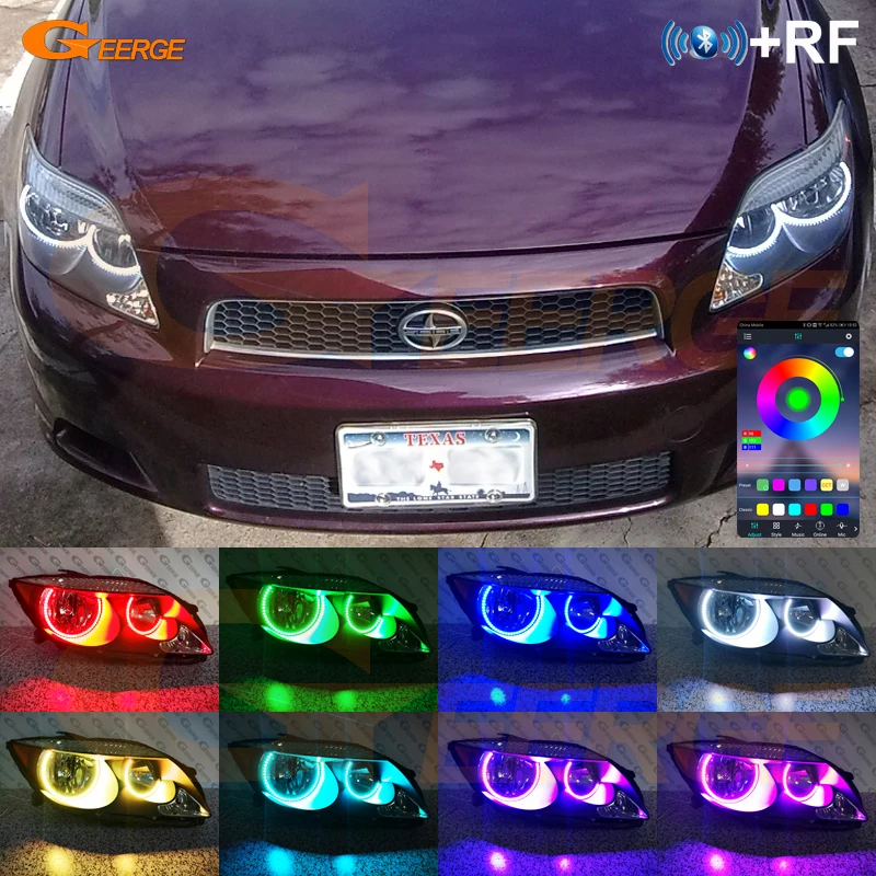 For Scion TC 2005 2006 2007 RF Remote Bluetooth-Compatible APP Multi-Color Ultra Bright RGB Led Angel Eyes Kit Halo Rings