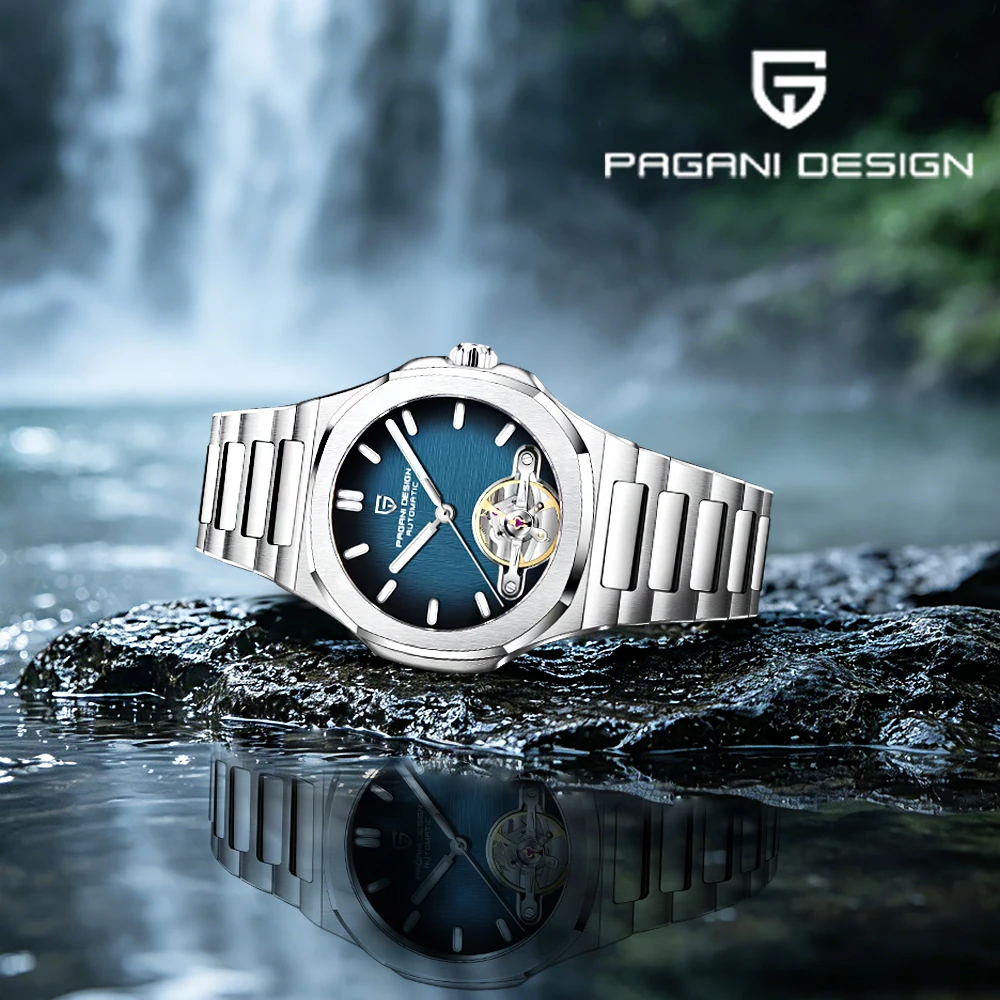 Montre Pagani Design Tourbillon pour homme 2026, montre mécanique décontractée pour homme, montre automatique, montre en acier saphir étanche