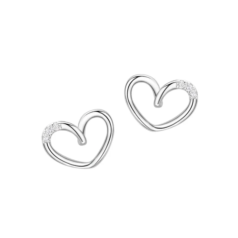 

Hot Sale Wholesale love Aretes De Plata 925 Diamond Jewelry Heart Stud Earrings