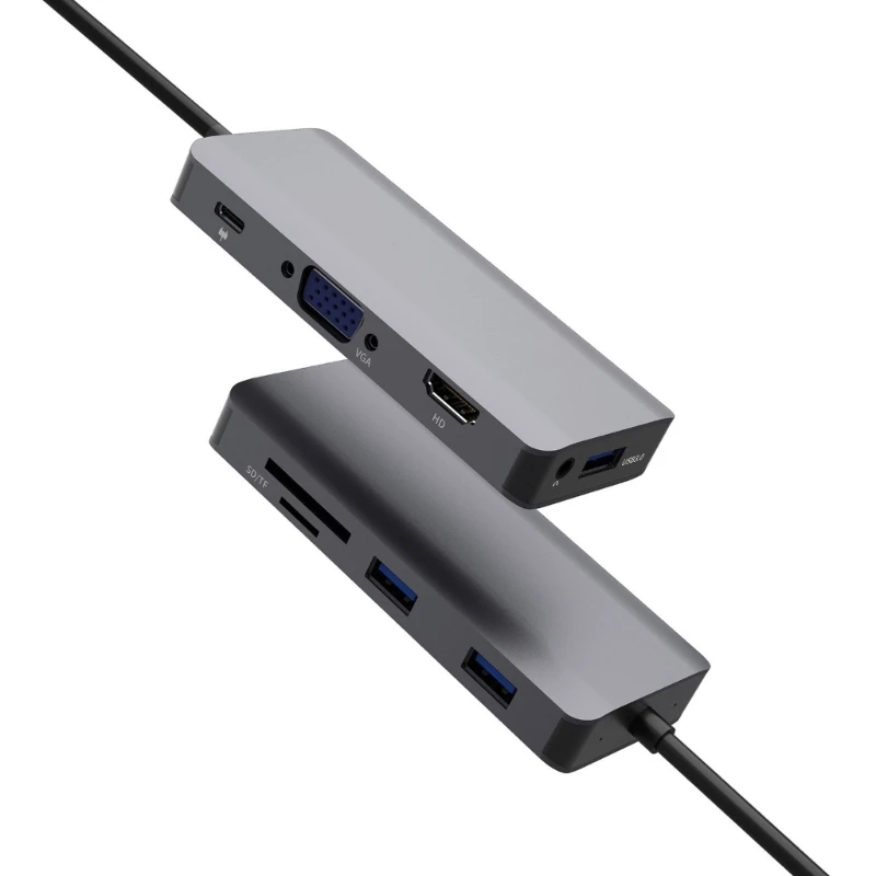 Station d'accueil USB C 9 en 1 comprenant vidéo 4k, VGA, Ethernet, USB rapide