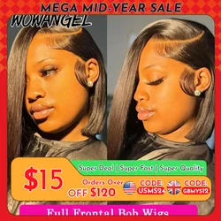 Wow Angel 13X4/13x6 HD Lace Full Frontal Short Bob Human Hair Wigs Straight Bob Wigs Bleached Knots Pre-Plucked Hair For Woman