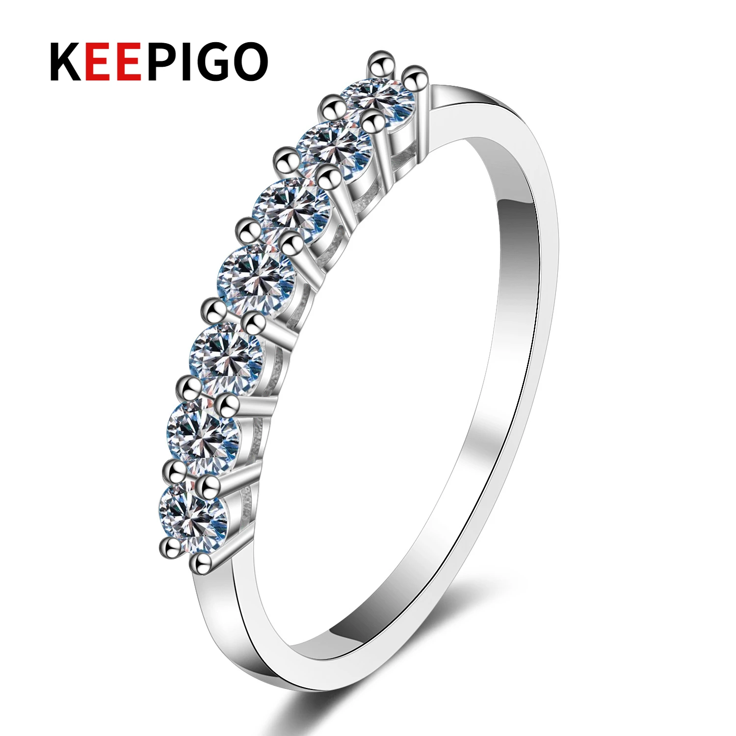 

KEEPIGO Real S925 Sterling Silver Moissanite Wedding Rings For Women Engagement Sparkling Party Bridal Fine Jewelry RA134