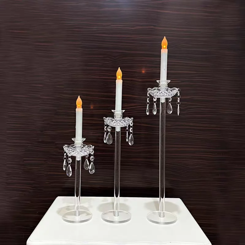 10 Sets Acrylic Simple Candlestick Transparent Candle Stand Living Room Dining Table Decoration