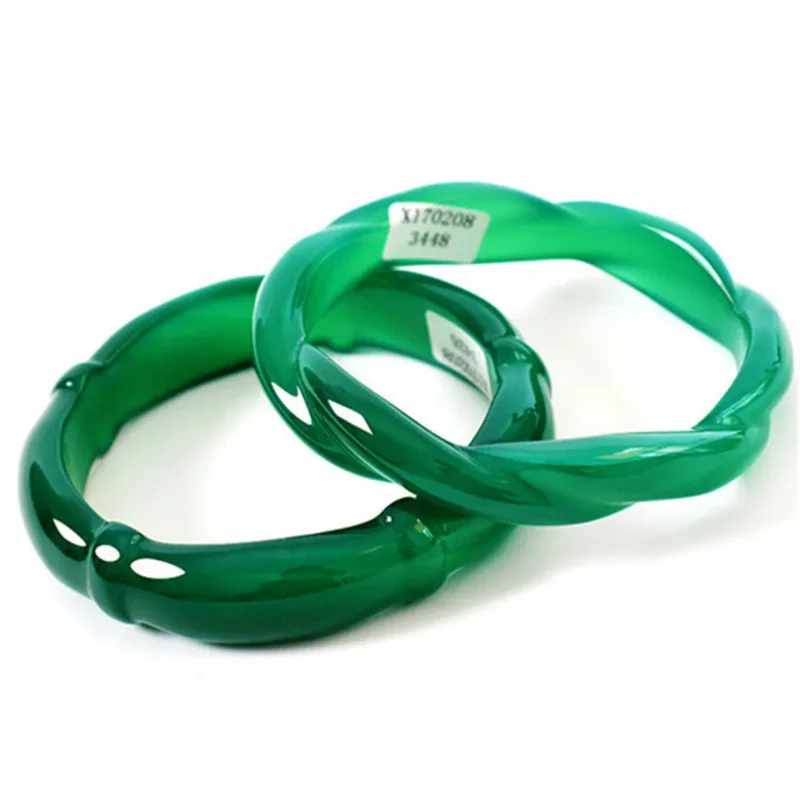 

Natural High Quality Real Jade Chalcedony HandCarved Emerald Bangles Jewelry