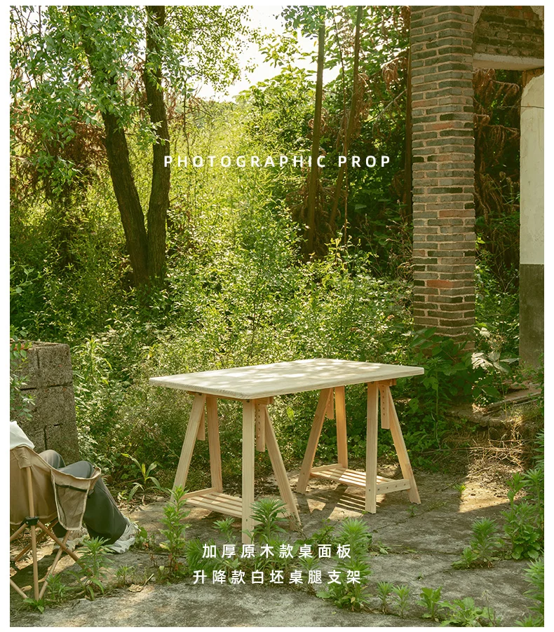 Rustic Wood Table Legs for Outdoor Photo Prop Stool Feet Vintage Workstation Base Industrial Photography Background Setting