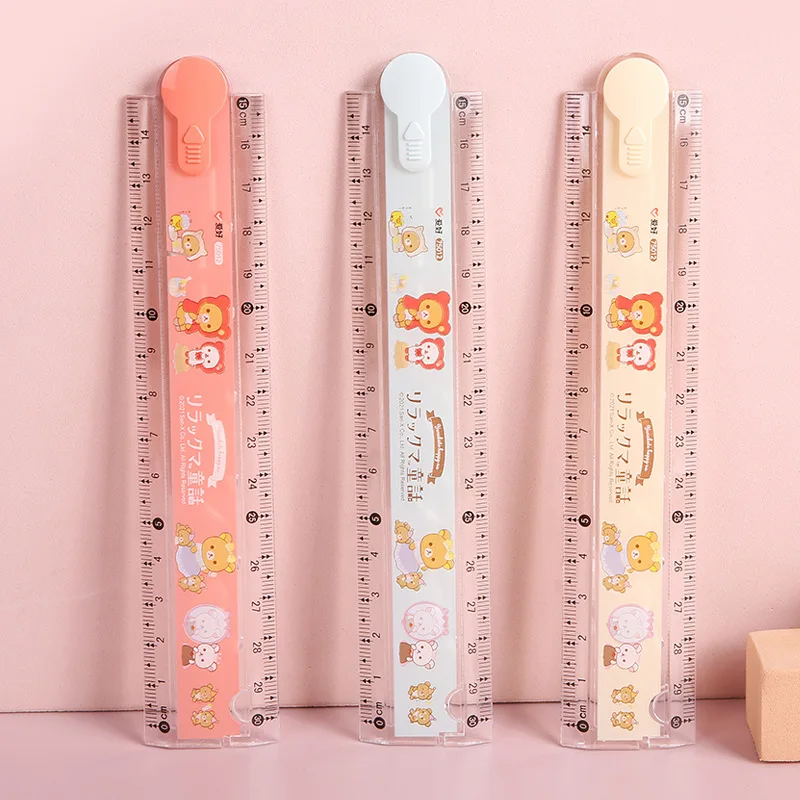 Cartoon Bear Straight Rulers Kawaii Folding Measuring Tool Drawing Template Kids Gifts Korean Stationery School Office Supplies