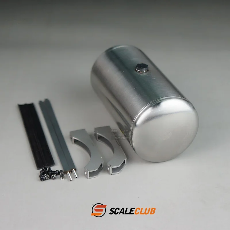 Scaleclub-Carburant Rond en Acier Inoxydable 1/14, Pièces de Camion RC pour King GL Global American, Tamiya Lesu