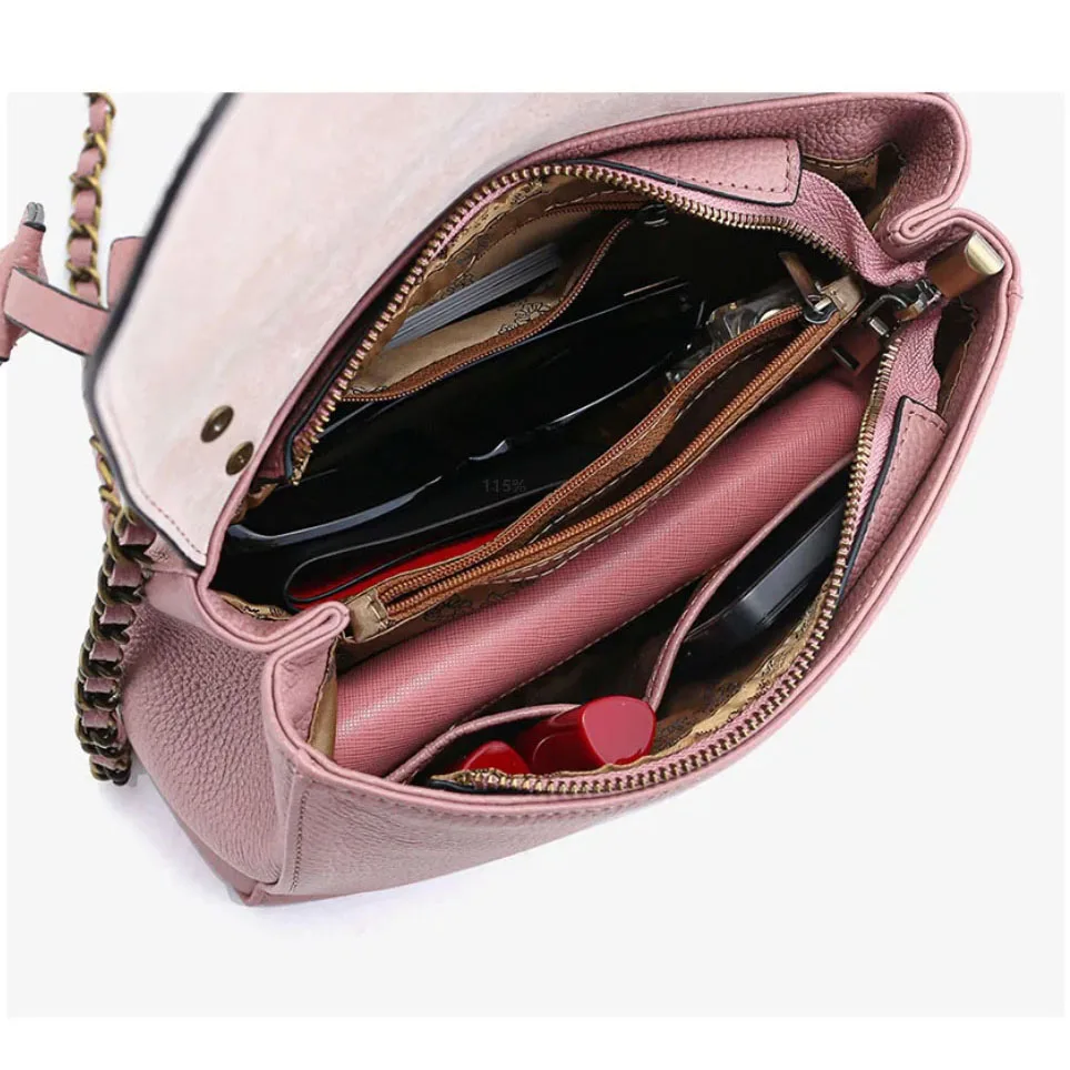 New Brand Genuine Leather Women\'s Shoulder bags Chain Strap Exquisite Small Cowhide Ladies Messenger Crossbody bags 2023 Tassel