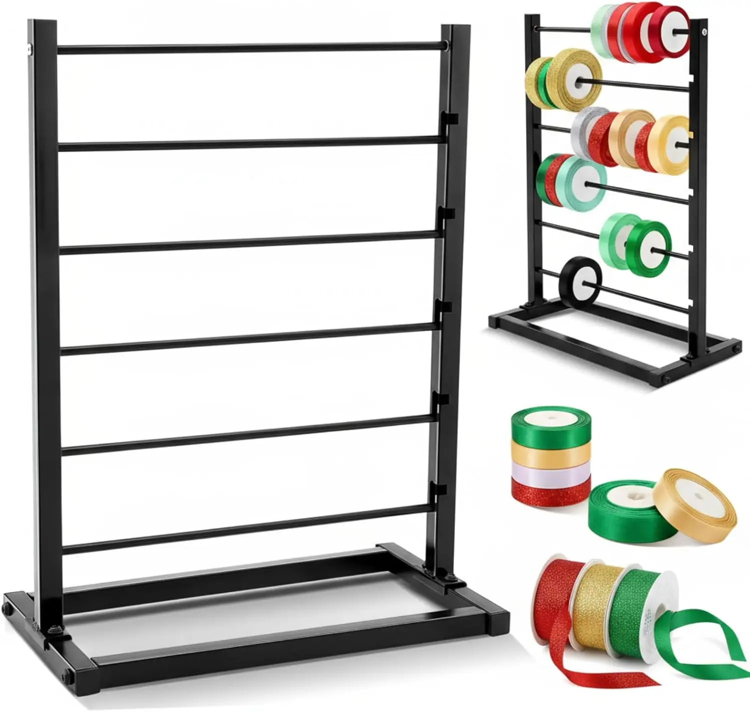 

6 Tier Metal Ribbon Holder Organizer Rack Christmas Ribbon Rack Display Shelf Spool Holder Storage Organizer for Sewing C