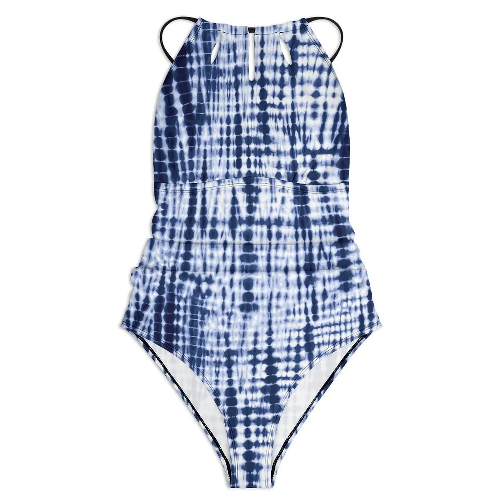 Blue Tie Dye Swimsuit Vintage Print Push Up Swimwear One Piece Holiday Swim Bathing Suit Bodysuit Sexy Beach Outfits Large Size