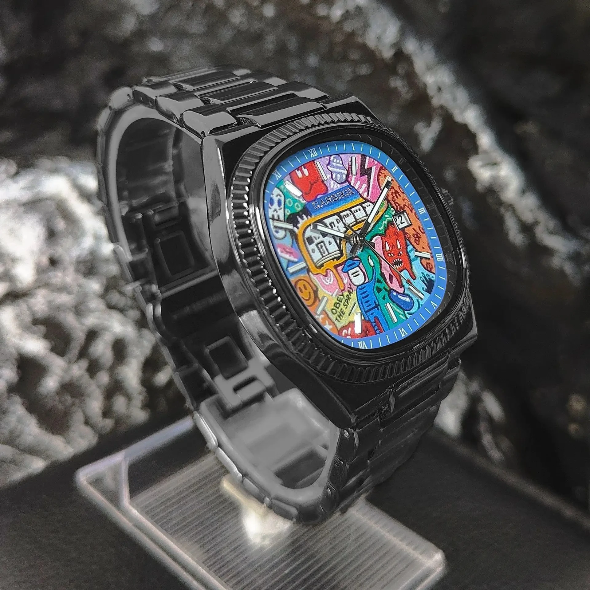 

Business Quartz Men's Watch comic cartoon dial Top Casual Sport Steel Top Waterproof Sport Men Watch AAA Male Clock Relogio