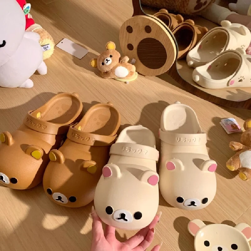 

Rilakkuma Summer Student Outdoor Slippers Cute Cartoon Anti Slip And Odor Proof Girl'S Toe Sandals Cute And Comfortable Slippers