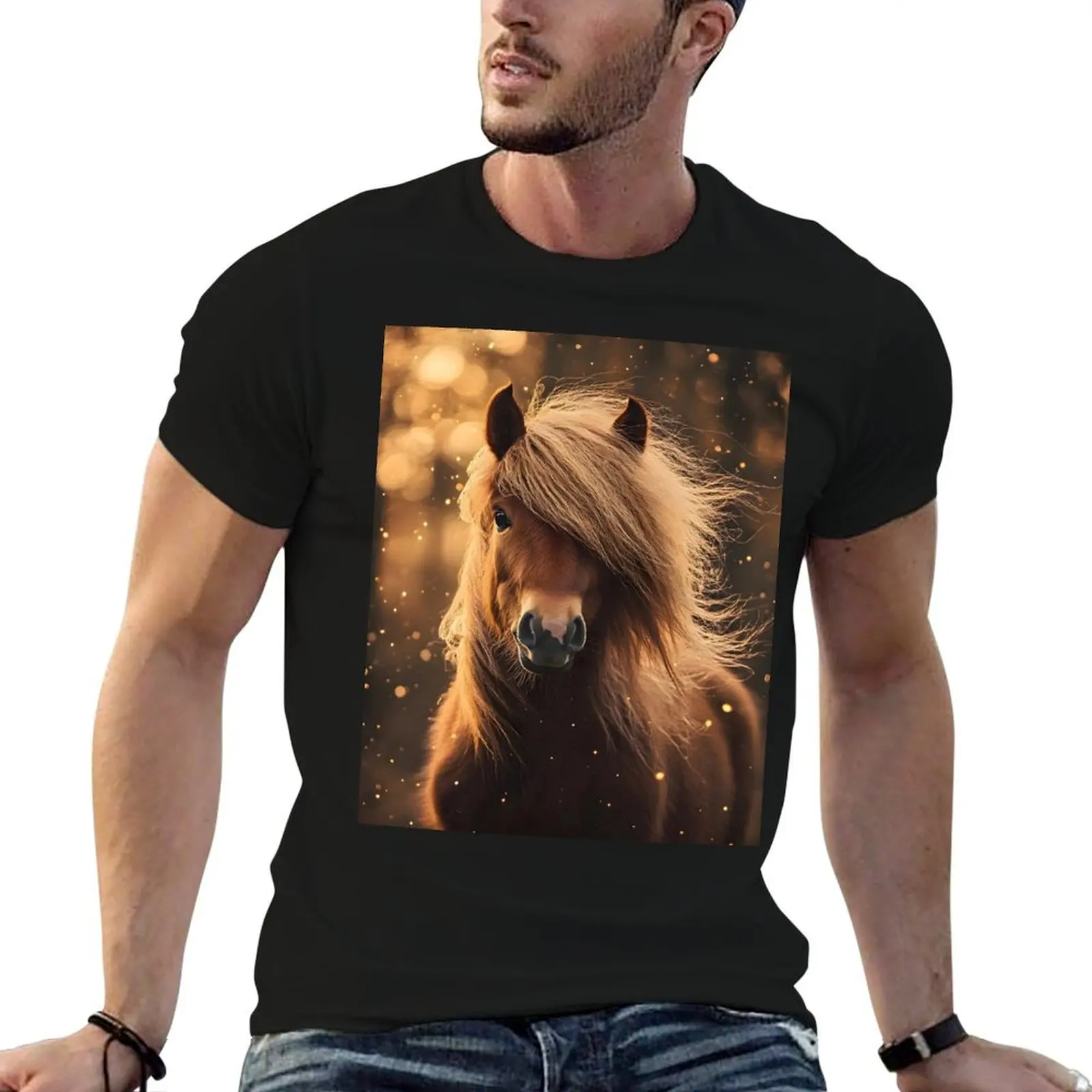 Mystical Grace : T-shirt Shetland Pony in Splendor, t-shirt décontracté et utilitaire