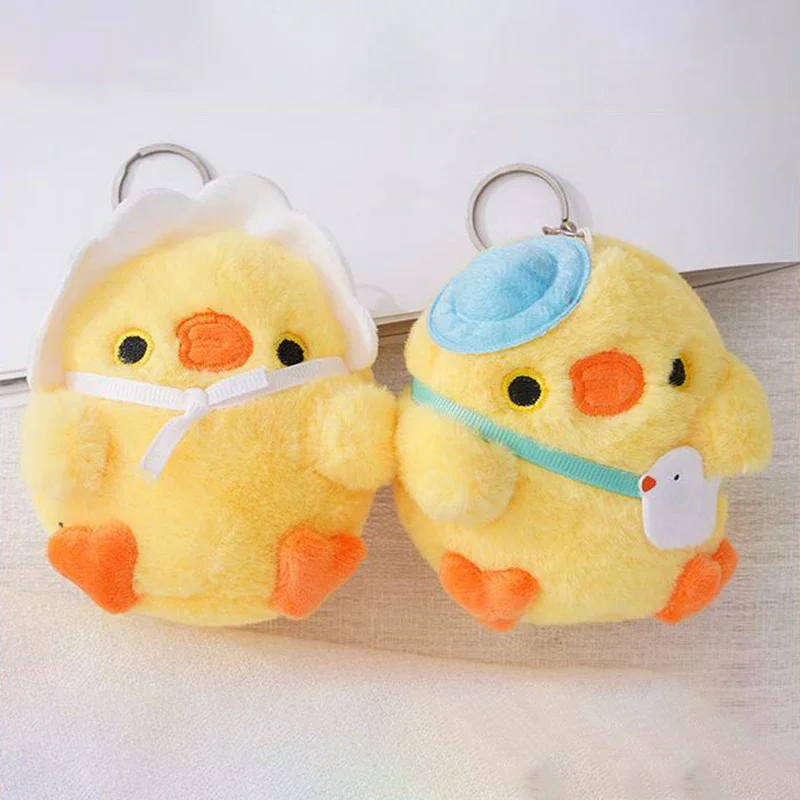

Yellow Chicken Plush Toy Keychain 8cm Little Crystal Velvet Plush Doll Mini Bag Key Pendant Couple Key Chain Kids Toys