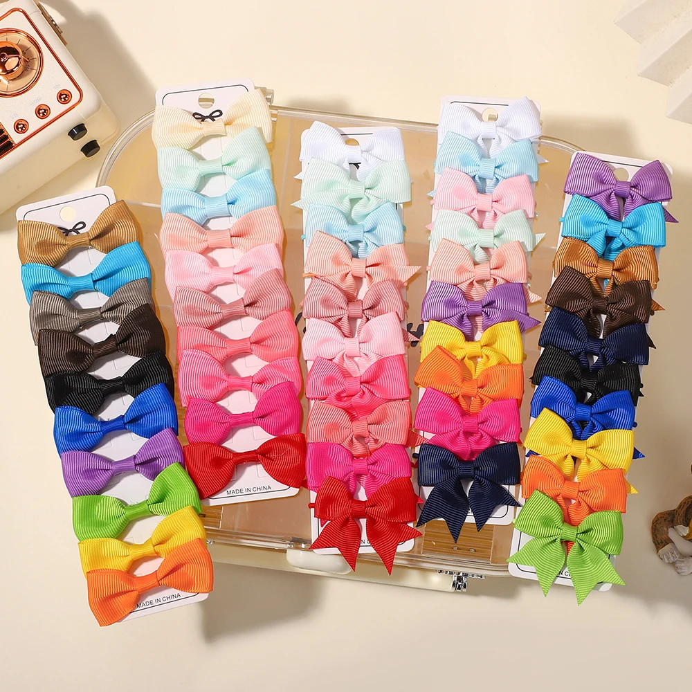 20/30/40pcs Sweet Ribbon Mini Bowknot Hair Rubber Band for Baby Girls Handmade Bows Hair Ties Pigtail Grosgrain Hair Accessories