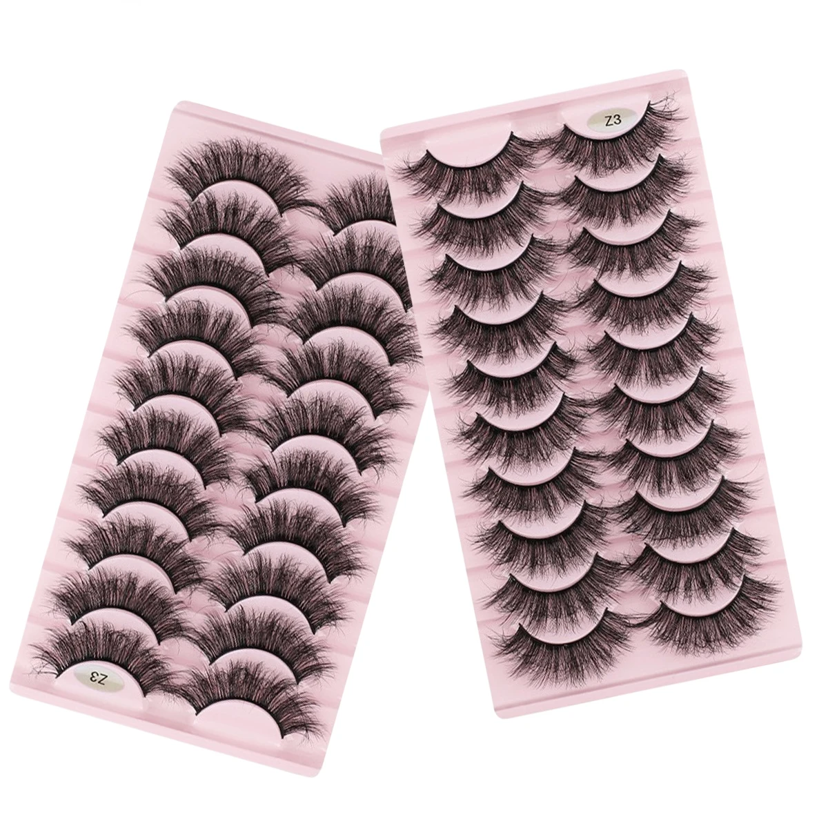 10 pairs of messy one-piece false eyelashes, multi-layered thick and crossed faux mink false eyelashes