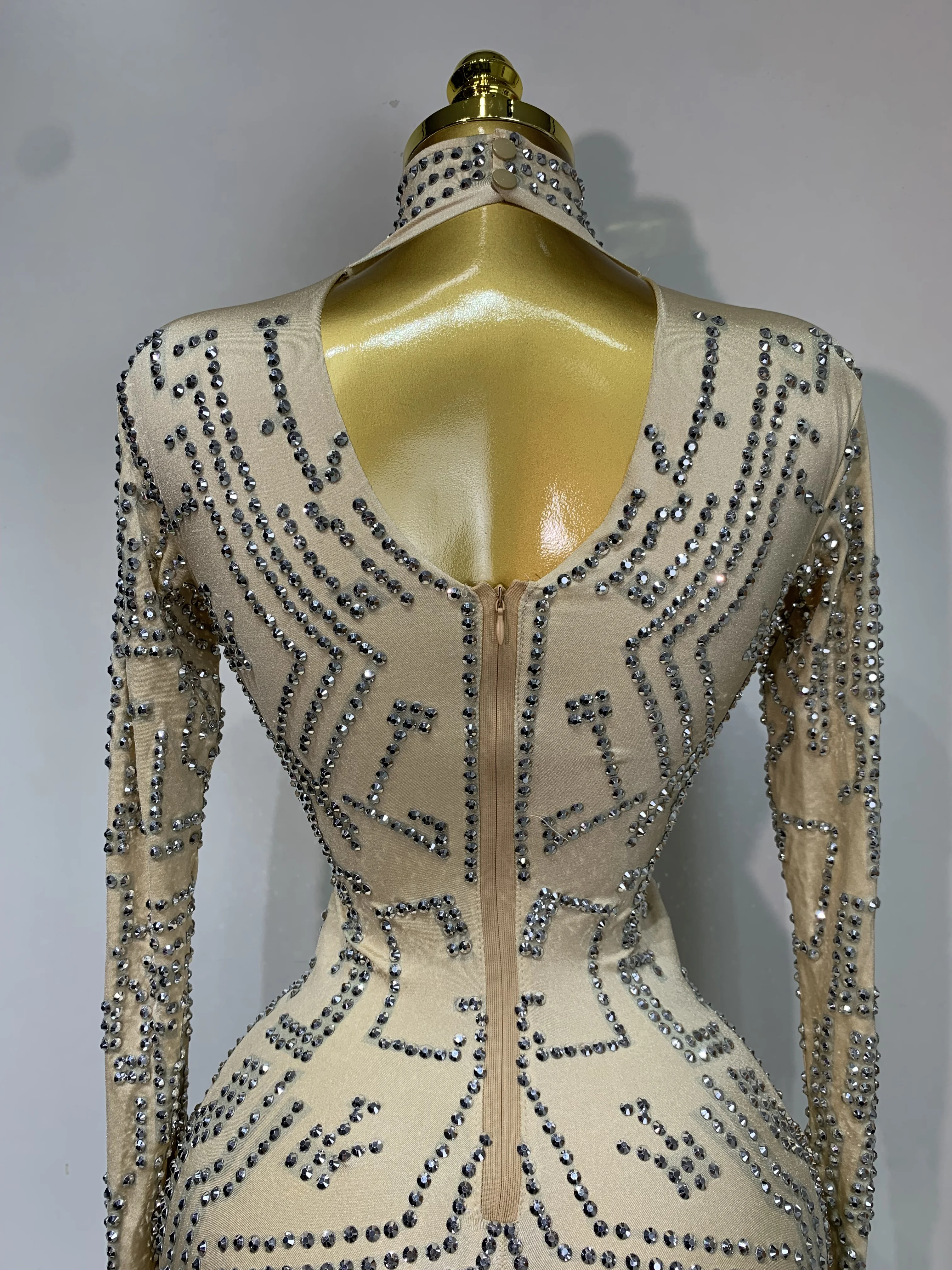 بدلة قفز مرصعة بأحجار الراين اللامعة للنساء بدلة رقص مثيرة قابلة للتمدد لحفلات أعياد الميلاد والنوادي الليلية ملابس المسرح أزياء سحب الملكة