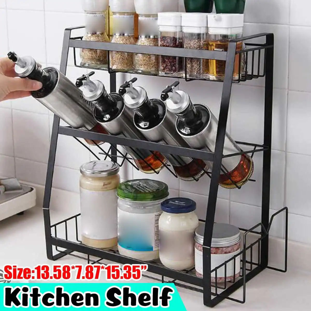 3 Tier Kitchen Shelf Rack Kitchen Shelf Spice Organizer Kitchen Storage Rack Bathroom Organizer Shelf