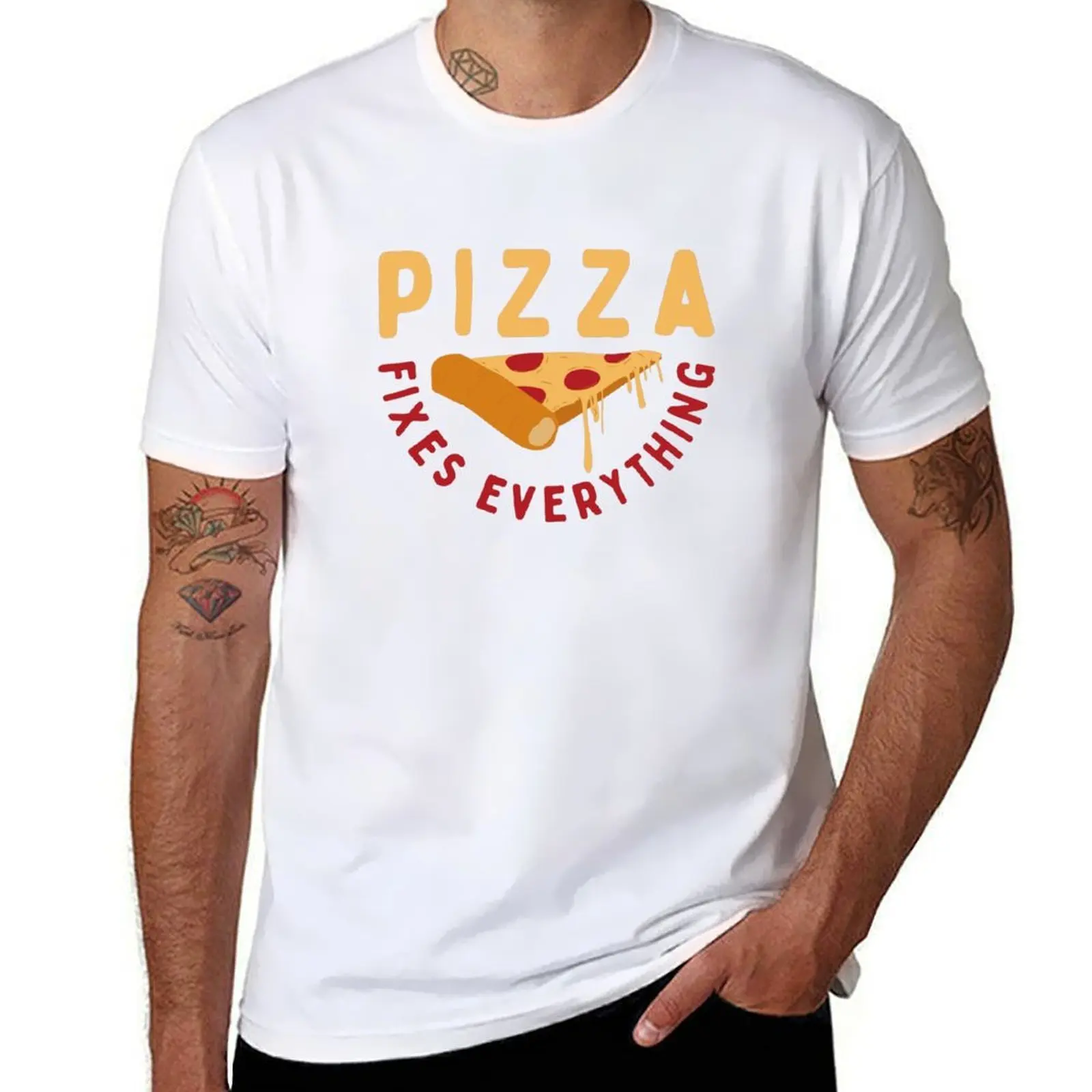 

Pizza Fixes Everything T-Shirt t shirts for man slim fit g man t shirts for men T-Shirt