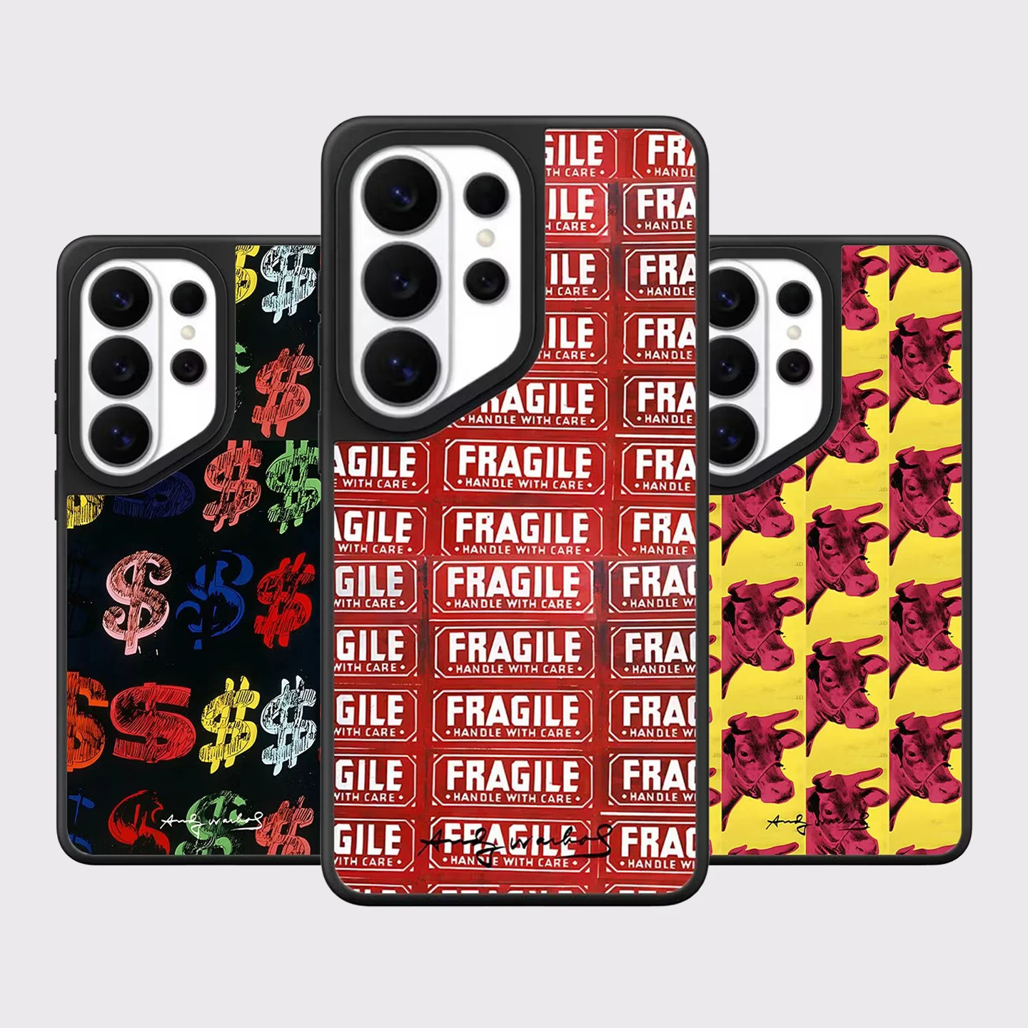 Étui de téléphone magnétique à surface miroir avec étiquettes fragiles pour Samsung Galaxy S23 S24 S25 S26 Ultra S26+ Plus