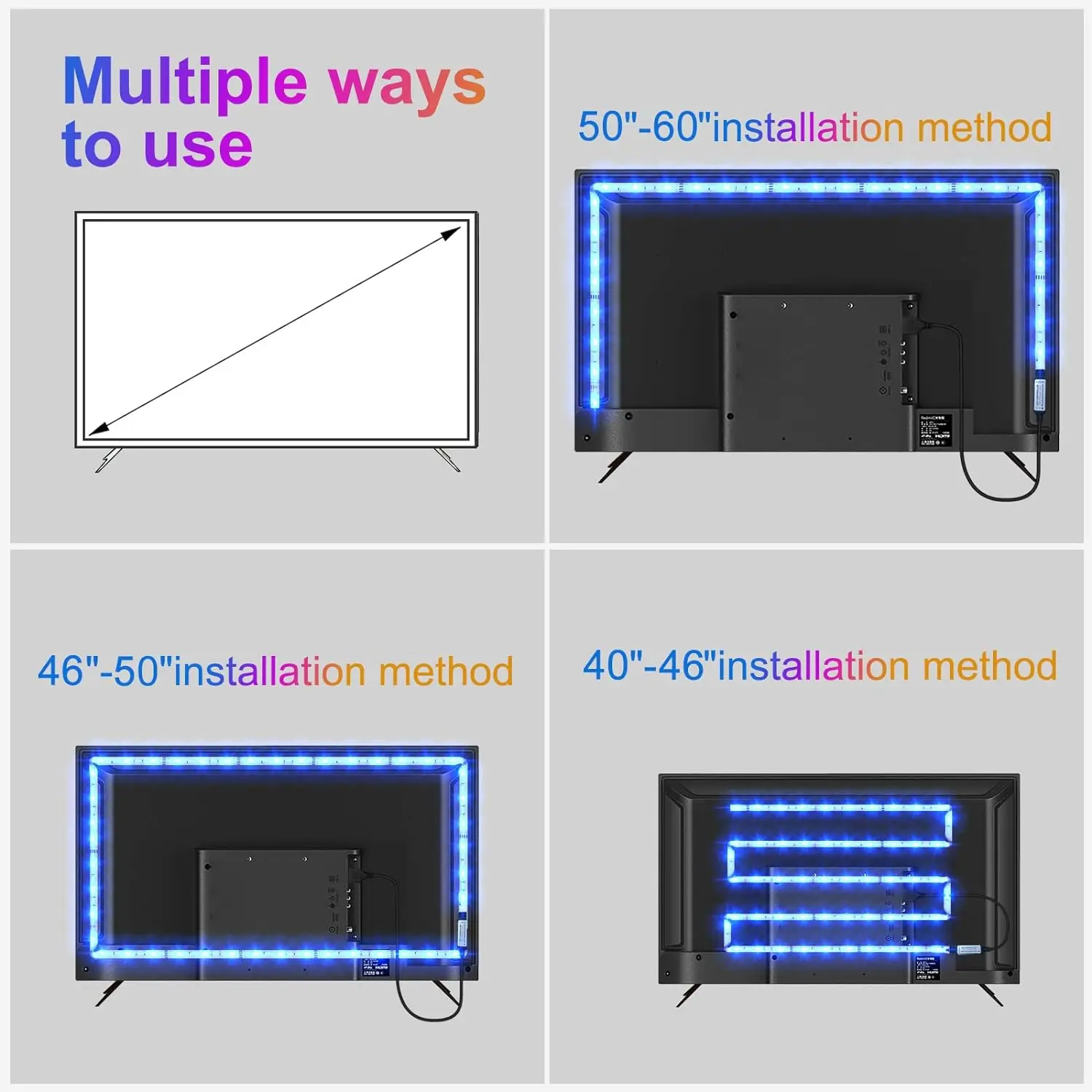 USB TV Backlit LED Strip Lights ,with Built-in MIC Music Sync Remote,Bedroom Bluetooth APP Controlled LED Kit, Game Room Decor