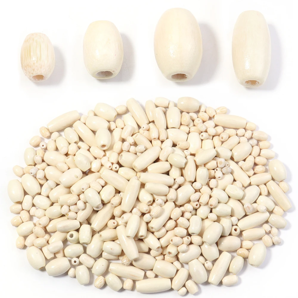 

100-500pcs/lot White Baseball Shape Wooden Beads Loose Spacer Oval Wood Beads For Jewelry Making DIY Bracelet Necklace Wholesale