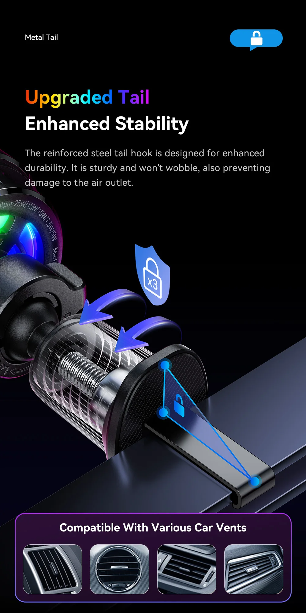 Essager 25W Magnetisches Kabelloses Autoladegerät für Huawei Xiaomi iPhone 17 16 Pro MacSafe RGB Auto-Handyhalterung Schnelle Ladestation – Detail 11