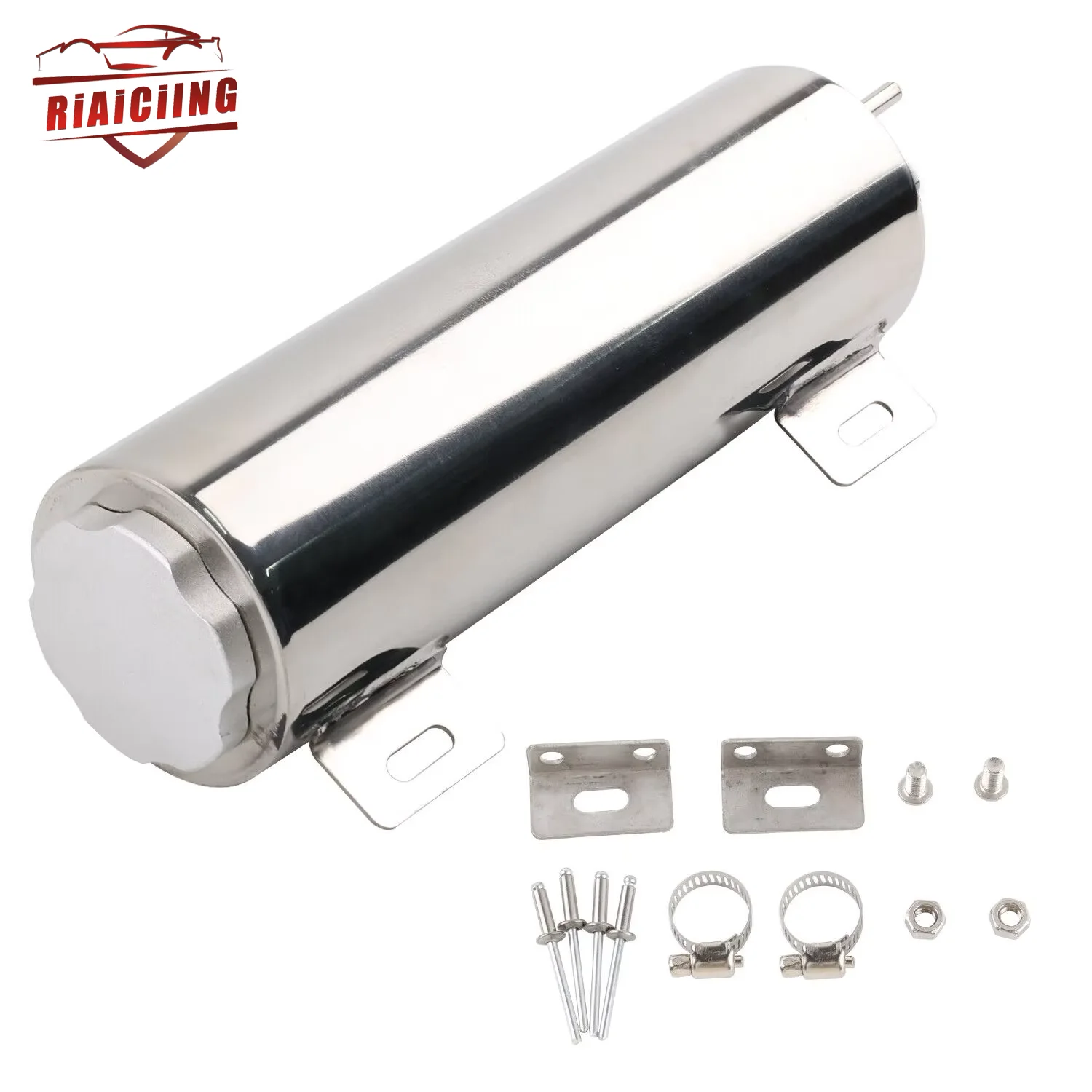 3''x9'' Universal Polished Stainless Steel Radiator Coolant Overflow Catch Puke Tank Cooling Liquid Fuel Cell Fuel Tank