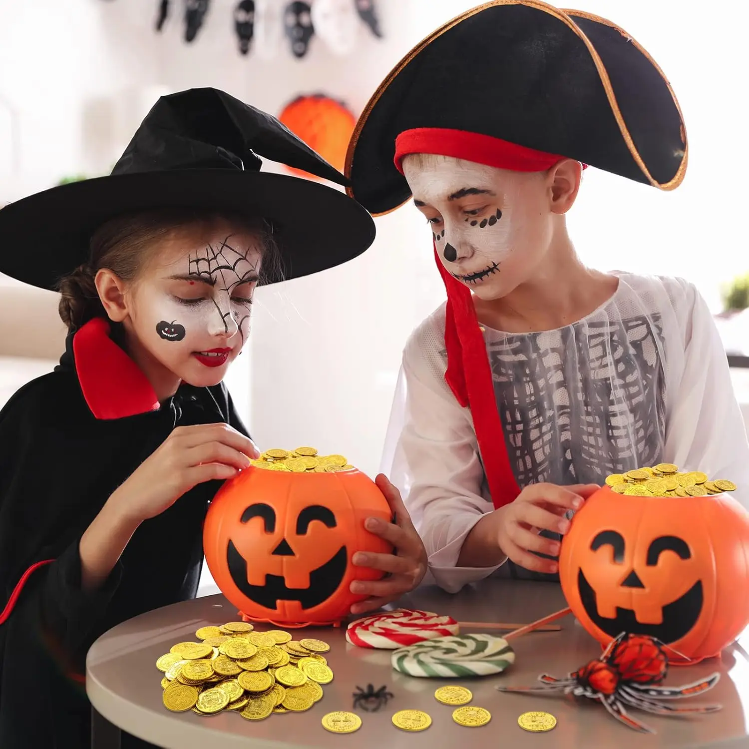 Fake Pirate Gold Coins Plastic Treasure Coins for Pirate Festival Halloween Party Favors Decorations Treasure Game view 5