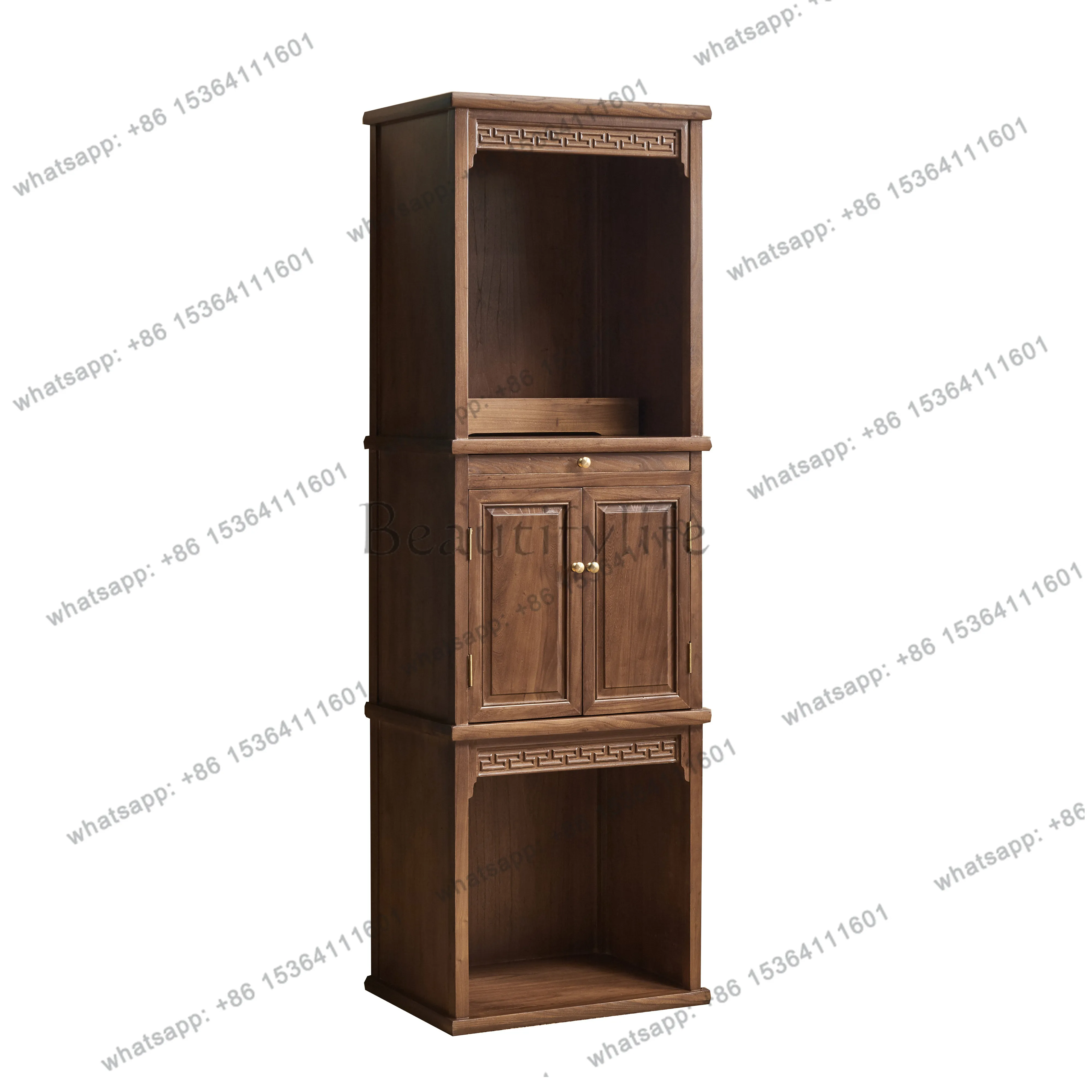 Factory Direct Elm solid wood double-layer shrine shrine new Chinese vertical cabinet household