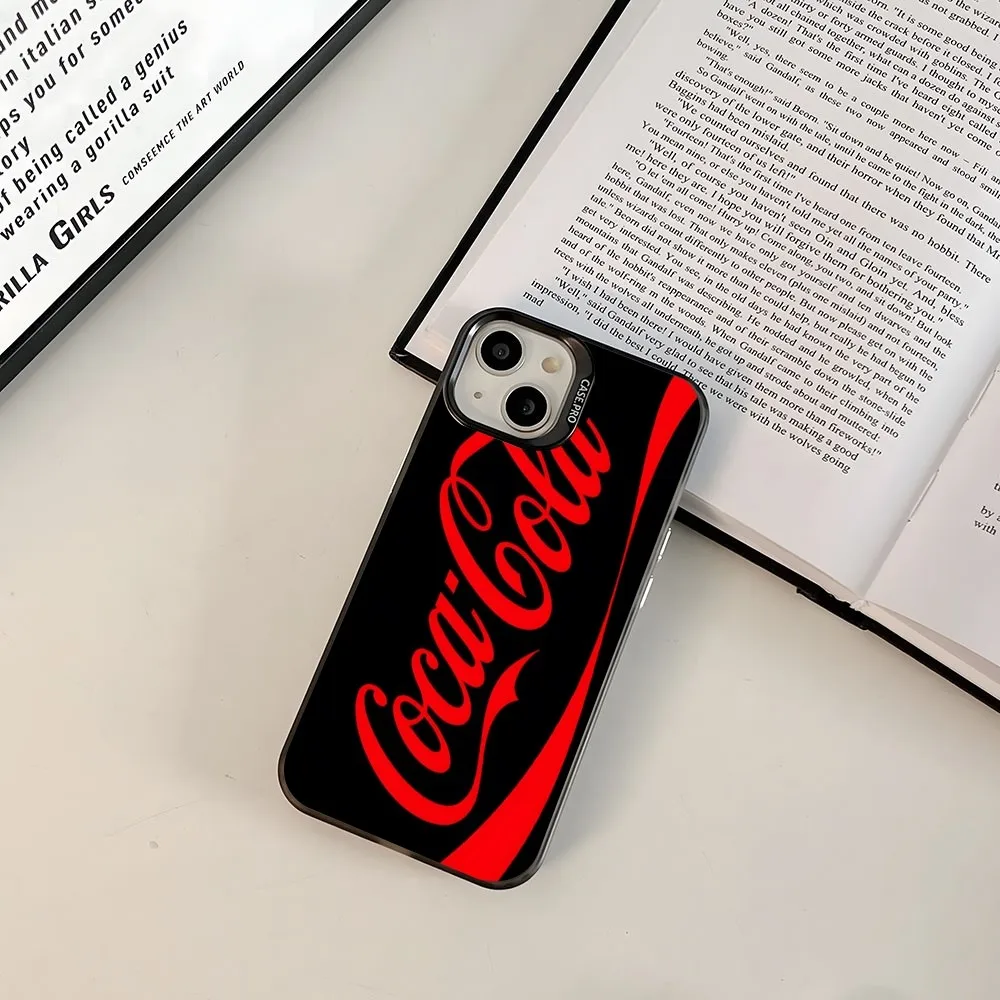 Coca-cola Phone Case Trendy Brand Colored Silver Trendy Phone Case For IPhone 15 14 13 12 Pro Max 11  Couple