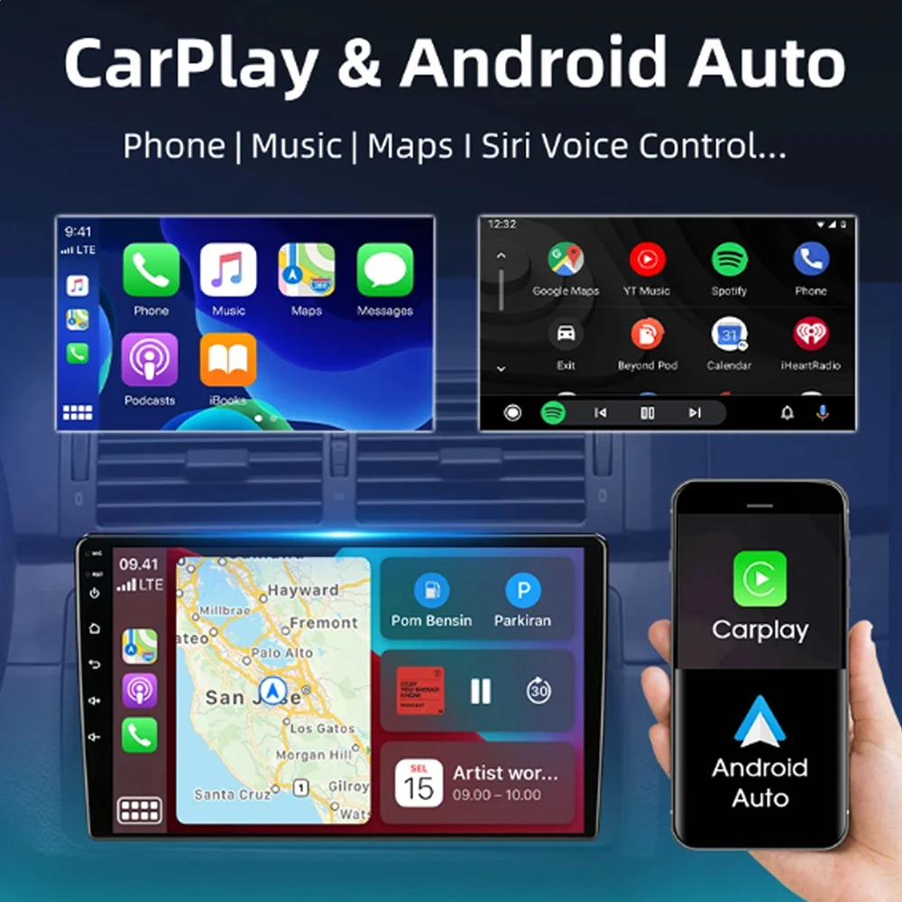 Autoradio Android 13 avec Navigation GPS, Carplay, WIFI, DSP, 4G, Processeur 7862, Lecteur Stéréo, Sans DVD 2DIN, pour Ford Fi.C. (2009-2017)