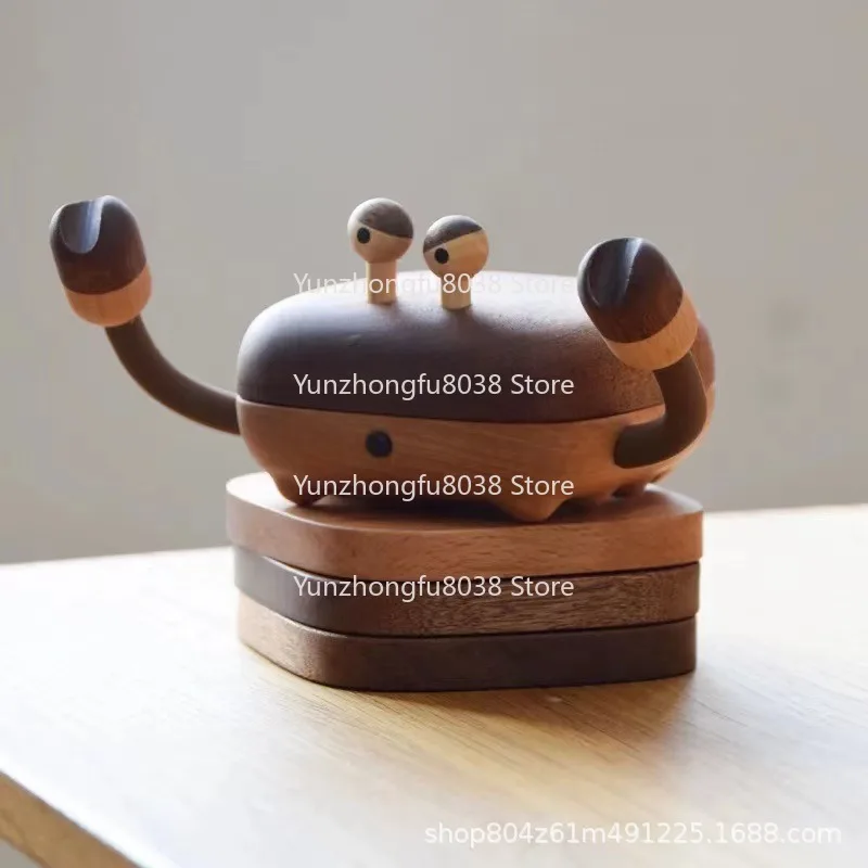 

Solid Wood Small Crab Magnetic Coaster, Anti-scalding and Heat-insulating Tea Ceremony Saucer