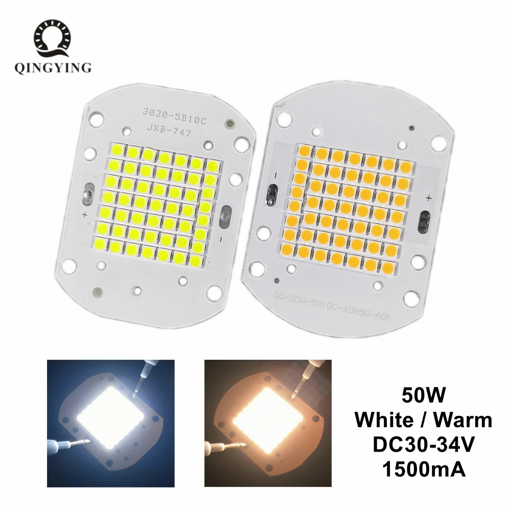 1pcs-2pcs 50W LED High Power COB Chip 30-34V 1500mA 56mmx40mm Warm White 3000K White 6500K For Outdoor Floodlight Spotlight Lamp