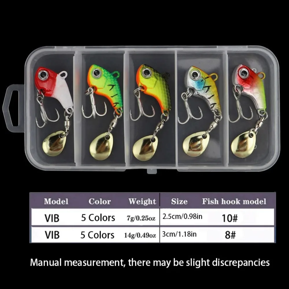 5 قطعة مجموعة طعوم الصيد المتذبذب الدورية المعادن VIB الاهتزاز الطعم سبينر ملعقة تهزهز طعوم البحر الاصطناعي الطعوم الصلبة الترتر معالجة