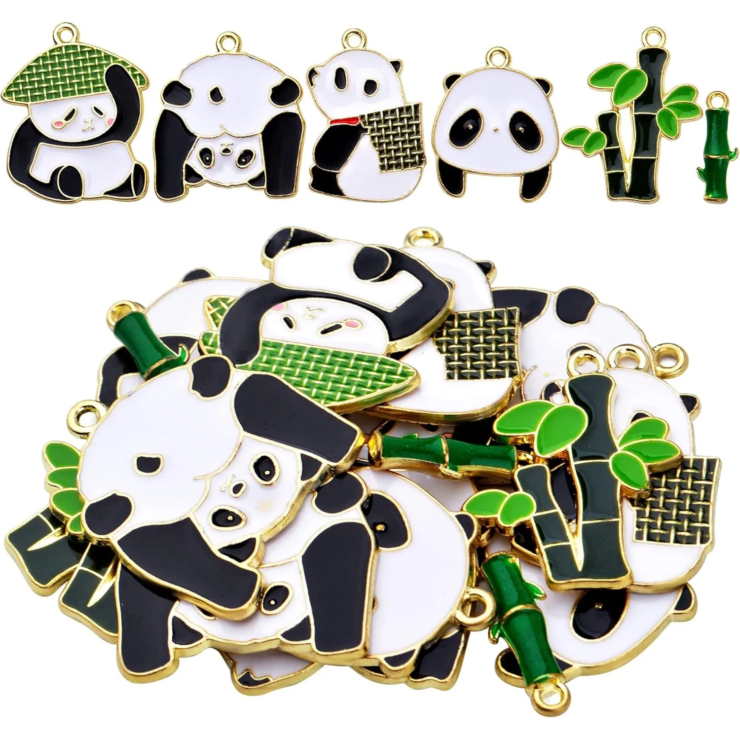 

18 шт., эмалированные бамбуковые подвески в виде панды, милые животные, висячие подвески, очаровательные аксессуары для изготовления ювелирных изделий для DIY, серьги, ожерелье, браслет