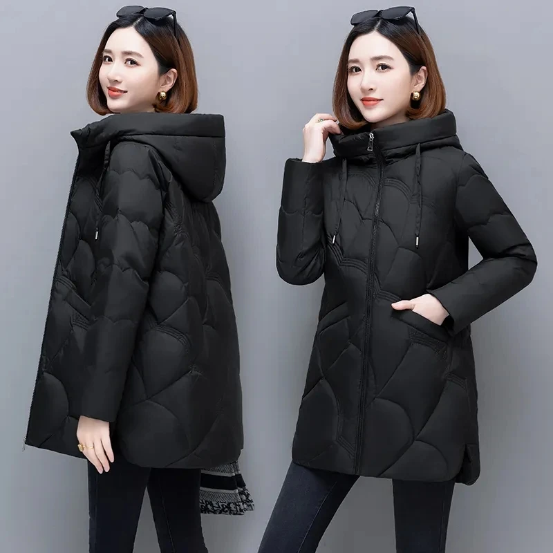 Down Cotton-Padded Jacket Women Overcoat Fashion Loose Long Thick Warm Parker Coat 2023 New Autumn Winter Hooded Jacket Outwear