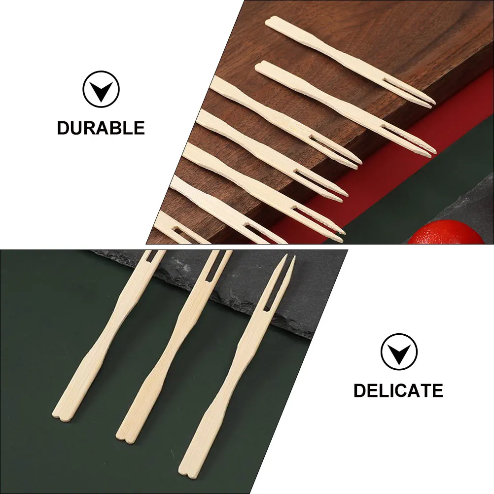 

500 pcs Bamboo Disposable Fork Healthy Tableware For Cake Pudding Bread No Cleaning Required Elegant Design Restaurant