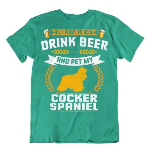 Camiseta de My Cocker Spaniel para beber cerveza y mascotas, ropa de cómic para propietario de perro, Cheers