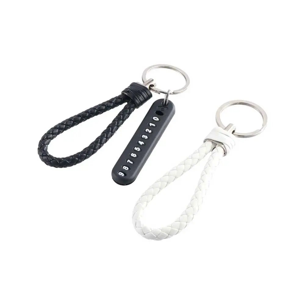 

High Quality Anti-lost Leather Strap DIY Phone Number Keychain Car Key Clip ​ Lanyard Keyring Car Key Holder