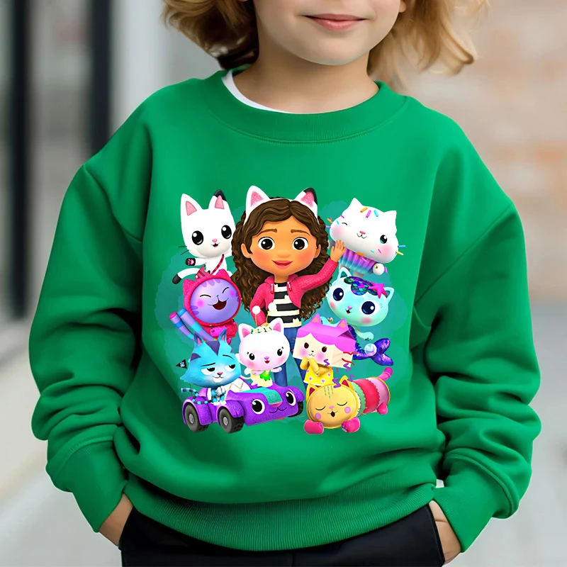 Cute Gabby's Dollhouse Graphic Sweatshirts Autumn Pullover Children Fashion Cartoon Casual O-Neck Kids Tops Boys Girls Hoodies