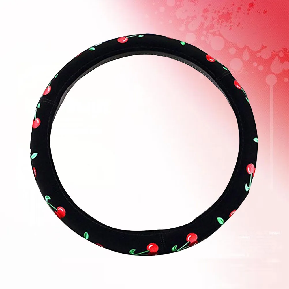 Automotive Car Steering Wheel Cover Lady Cherry Embroidery Comfortable Grip Protects Hands Car Steering Wheel Cover