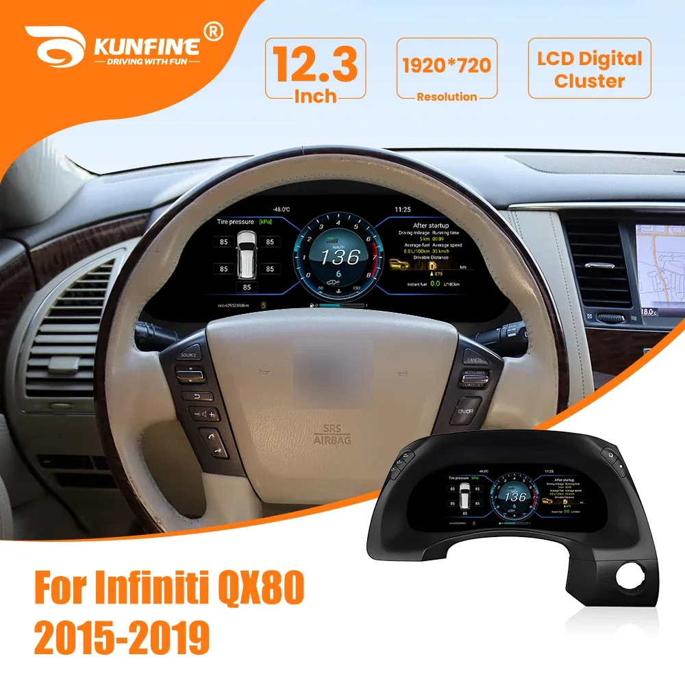 

LCD Digital Instrument Cluster For Infiniti QX80 Meter 2015-2019 Speedometer Cockpit Dashboard Virtual Instrument Panel 12.3Inch