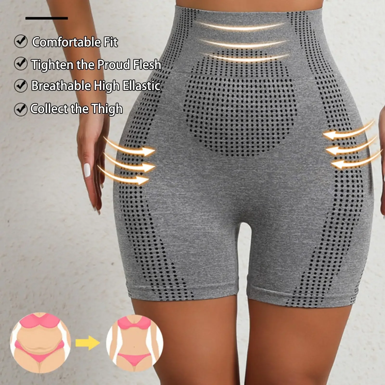 

Women's High Waisted Shapewear Shorts Made of Nylon Seamless Lifting Buttocks Sports Tight Shorts Women's Shapewear Pants