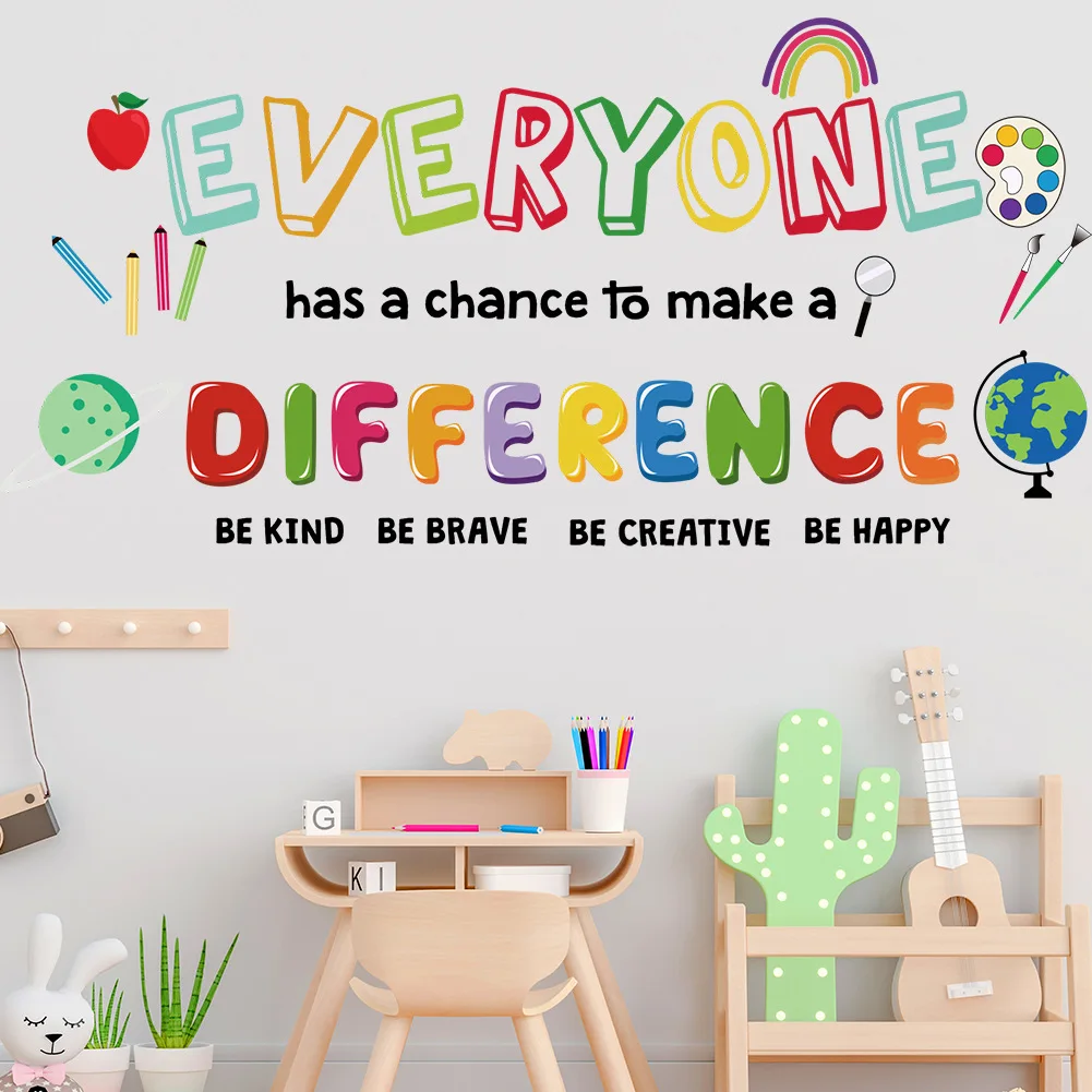 Creative Inspirational slogan sticker for kids room school decoration self adhesive wall decal