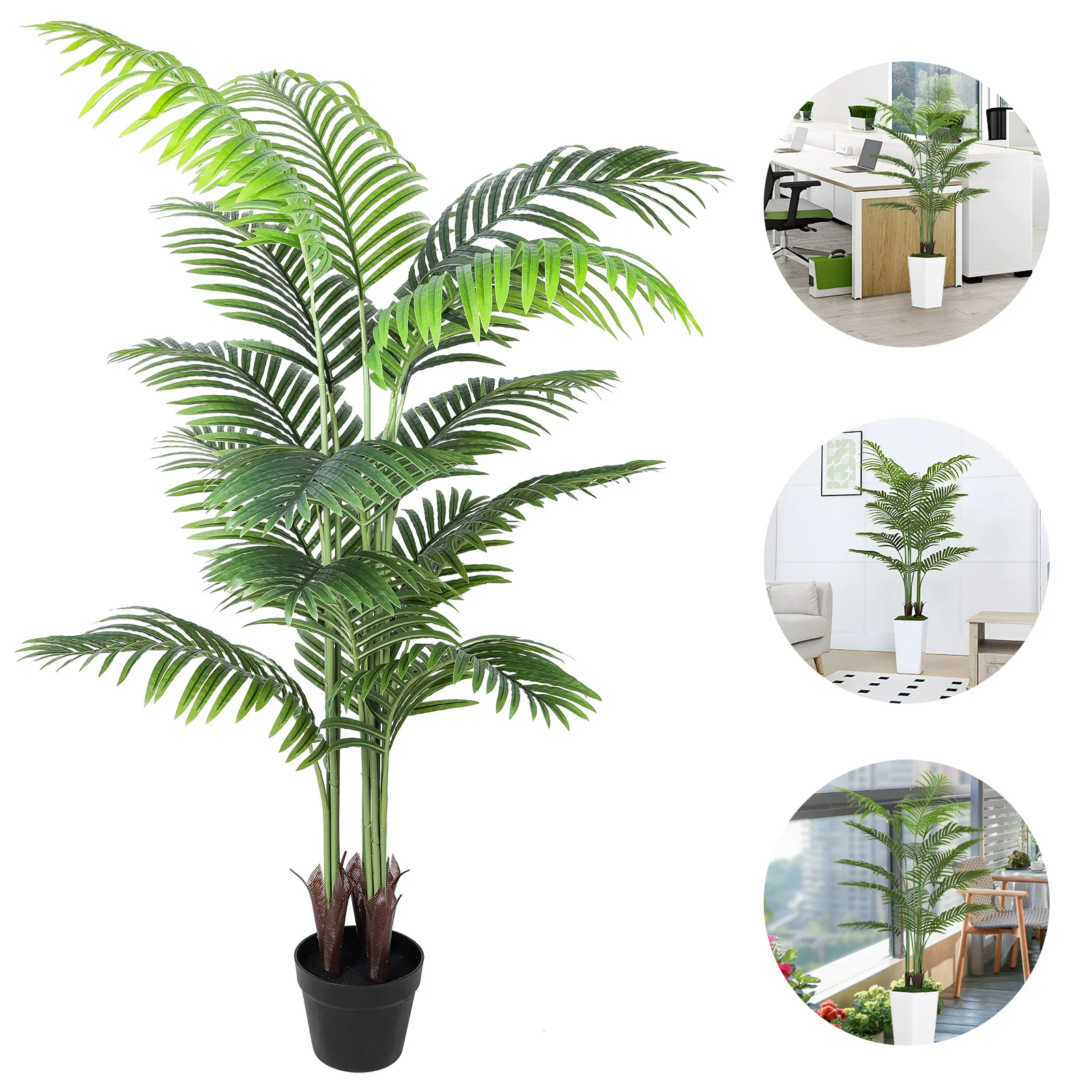 

Искусственное пальмовое растение Areca, 5 футов, искусственные растения Dypsis Lutescens в горшке для внутреннего и наружного украшения дома, офиса и сада
