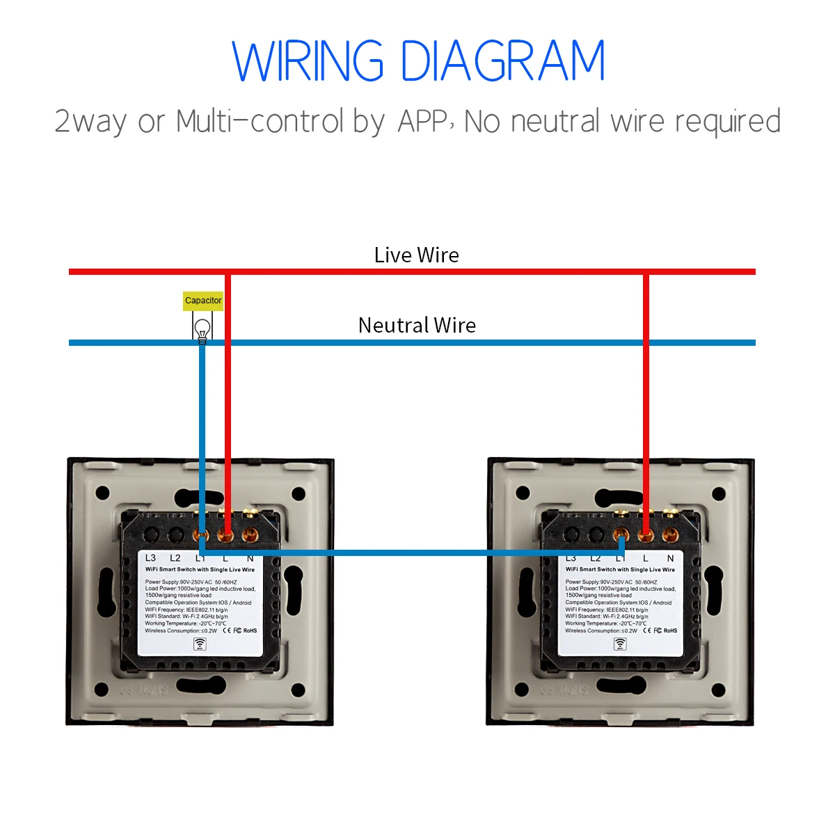 Imagem -06 - Bingoelec Interruptor de Toque wi fi Inteligente sem Fio Neutro Necessário Casa Inteligente Mais Gang Interruptor Luz 220v Apoio Alexa Tuya App