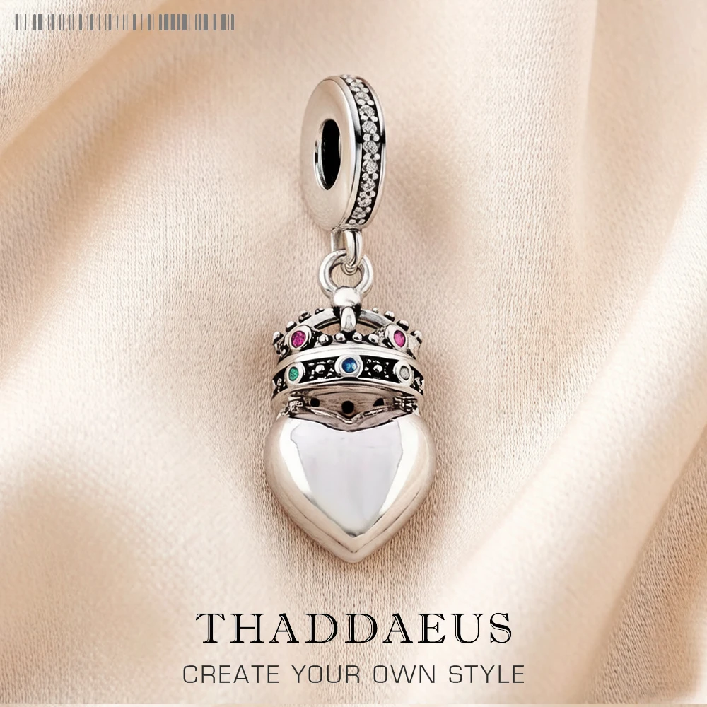 Real 925 Sterling Silver Fashion Jewelry Crown Heart Pendant Charm For Women Men Drop Shipping Wholesale