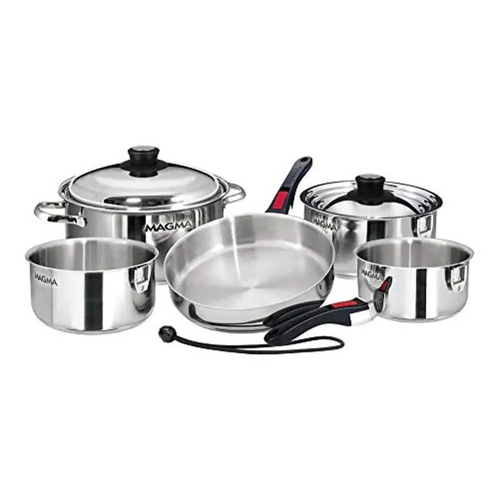 Gourmet Induction Cookware Set 10 Piece Stainless Steel Nesting Cooktops Silver