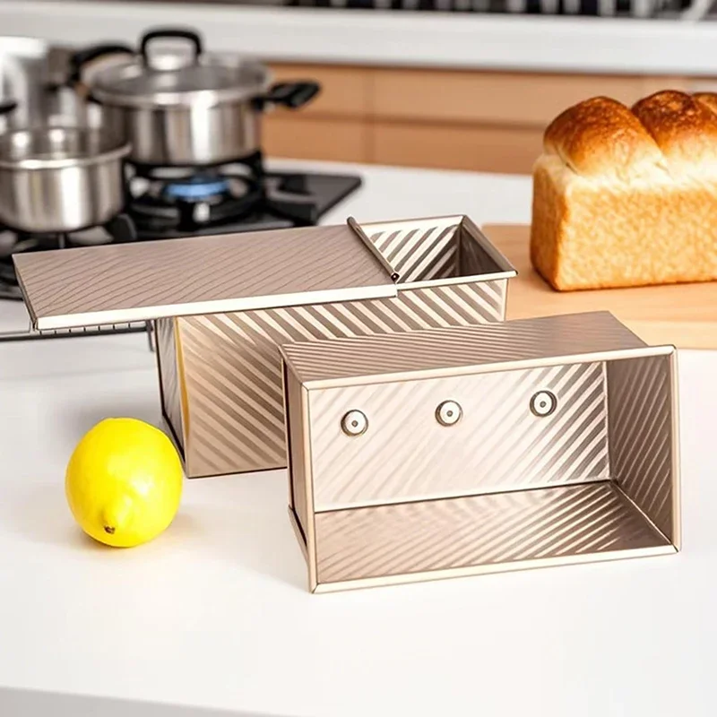 Molde para pan rectangular corrugado antiadherente con cubierta, molde para horno de acero aluminizado para hornear, pan y tostado, 1 ud.